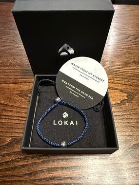 Lokai Navy Braided Bracelet with Silver Beads